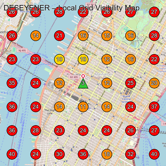 DESEYENER GeoGrid visibility map for Beauty Salon in New York